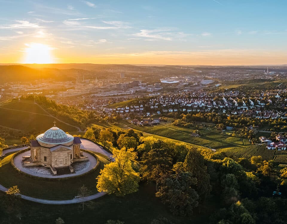 Panoramabild von der Grabkapelle in Stuttgart.