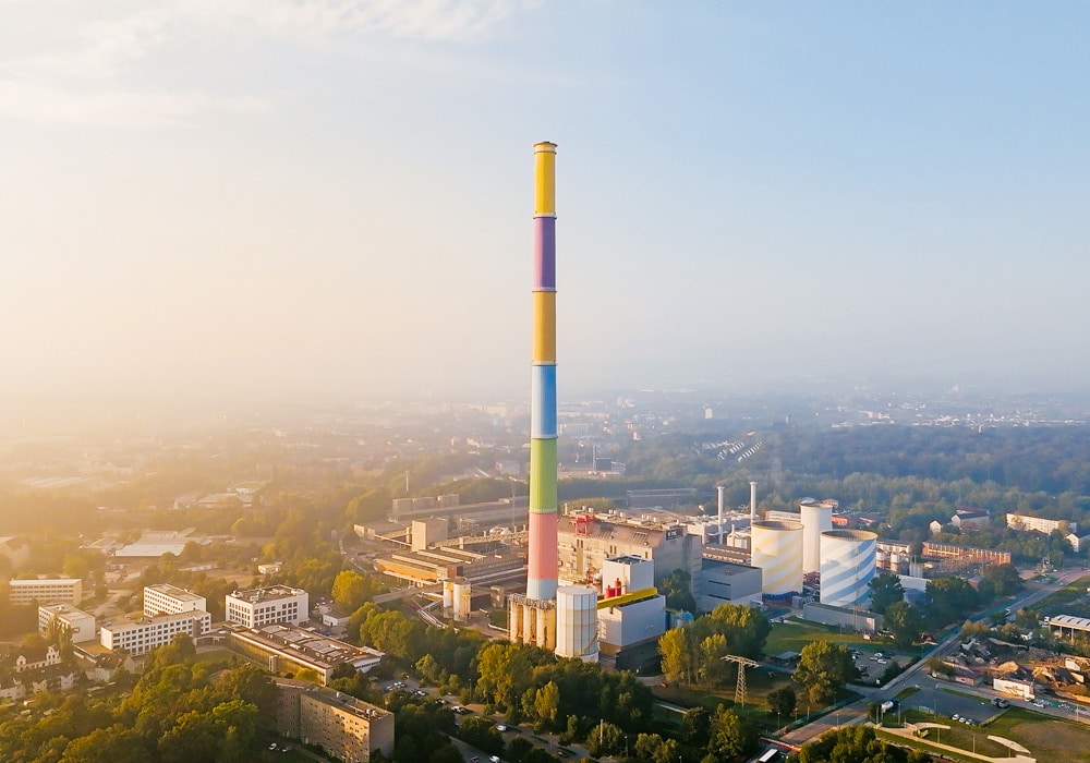 Chemnitz, Sicht auf industrielle Stadt.